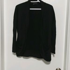Black cardigan, loose drapey fit, with pockets